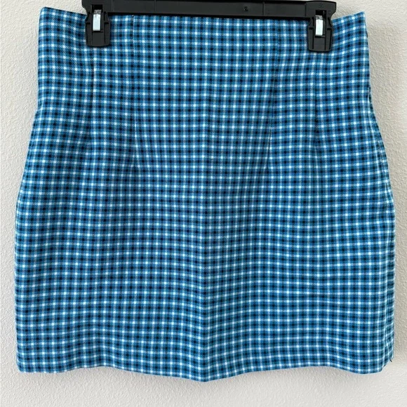 Zara Blue Plaid A-Line Skirt - Picture 1 of 6
